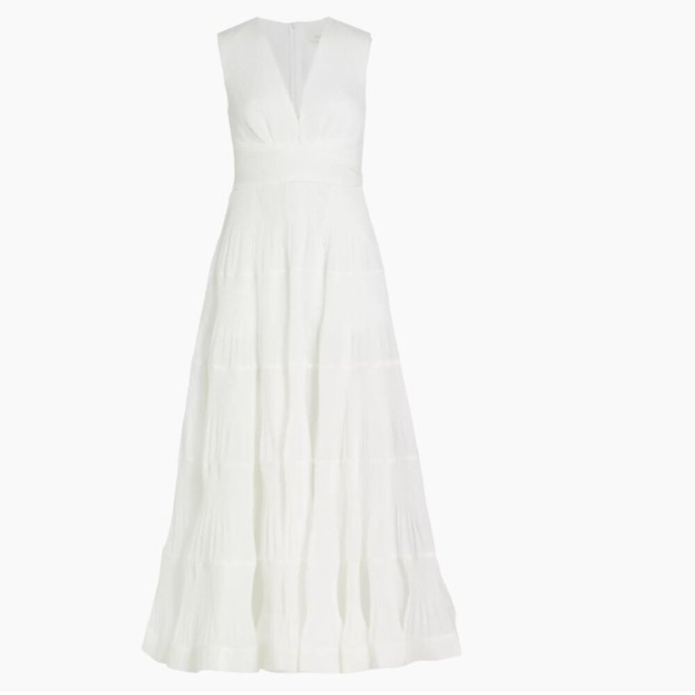 Zimmermann Postcard Pleated Midi Dress White Ivory AU1